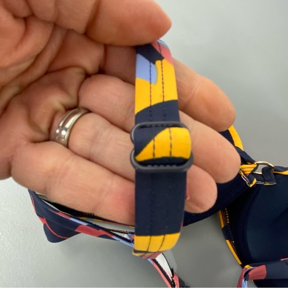 Sunseekers yellow, blue & pink abstract leaf print 2 piece bikini set - Picture 4 of 15